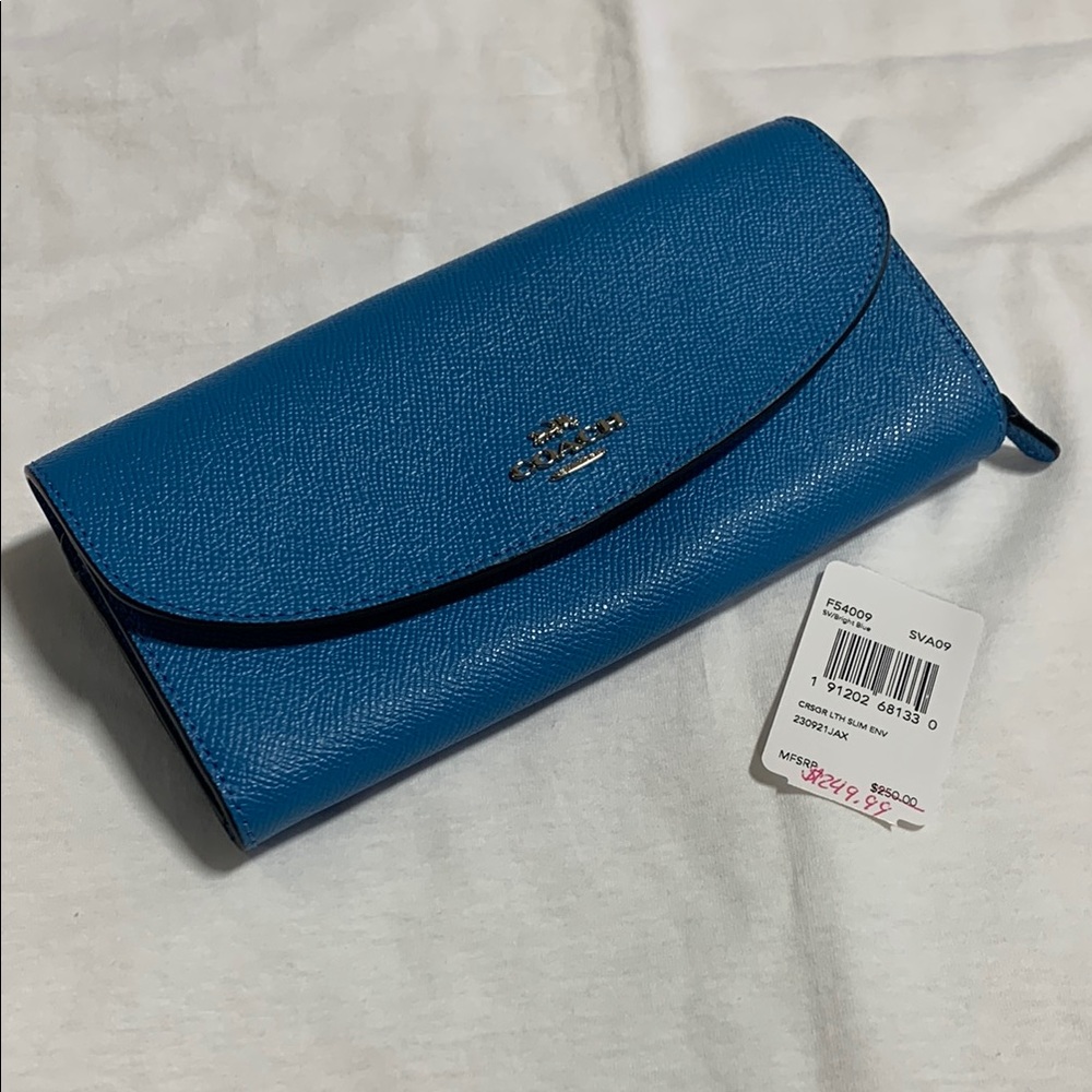 Coach Blue Saffiano Leather Wallet 5101 - Picture 6 of 13